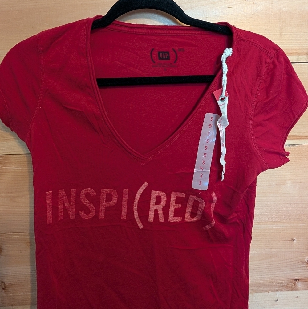 GAP Women's Inspired Red V-Neck Tee...Limited